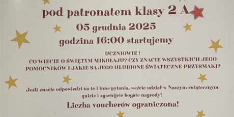 Klasa 2a zaprasza na Quiz św. Mikołaja!
