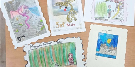 Powiększ grafikę: Baśniowe znaczki  pocztowe - prace plastyczne dzieci.